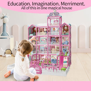 Beauenty Doll House,Dream House for Girls Pretend Toys-5 Story 19 Rooms Dollhouse,Toddler Playhouse DIY Building Kids Gift for for 3-10 Year Old Girls. (Style1)