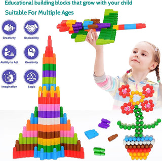 PYEBE Kids 180pcs Building Blocks Construction Set Toy - Learning STEM Toys Educational Kit Child - 10 Colors Building Toys for Kids Ages 3+