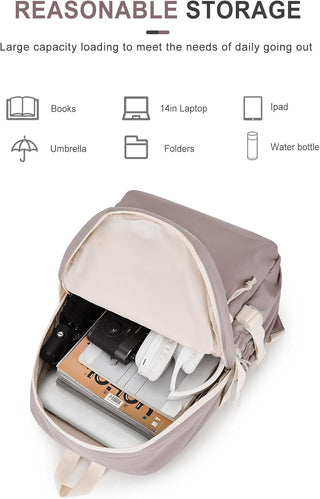 VECAVE Lightweight Casual Laptop Backpack Purse for Women,Travel Backpack with laptop compartment