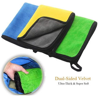 SKY-TOUCH 3pcs Microfiber Car Drying Towel for Car Cleaning and Detailing, Double Sided, Extra Thick Plush Microfiber Towel Lint Super Absorbent Detailing Towel for Car,Windows,Screen and Kitchen