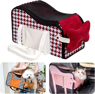 Amoilly Dog Car Seat For Small Dog, Center Console Puppy Car Seat, Pet Booster Seat For Car, Dirt-Proof Portable Pet Carrier For Outdoor, With Straps And Cooler Mat (Karamell)