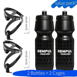 GEMFUL Bike Water Bottle BPA Free 750ml 2 Pack (Black+white)