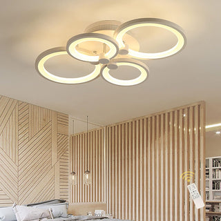 Qcyuui Dimmable Modern Ceiling Light, Acrylic LED Round Flush Mount Lighting Fixtures, 56W 4-Lights 56cm Indoor White Ceiling Lamp with Remote for Living Room Kitchen Bedroom Dining Room Office
