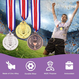 Excefore Award Metal Kids Winner Medals for Kids, Gold Silver and Bronze Medals with Trophy Pattern 1st 2nd 3rd Prizes for Sports Award, Competitions, Party Favors and Decorations(12 Pcs)