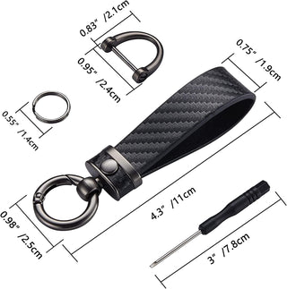 WazirianUAE Carbon Fiber Style Car Keychain Microfiber Leather Key Chain, Universal Key Chains for Key Fobs for Men and Women Accessories, 360 Degree Rotatable with Anti-Lost D-Ring (Black)