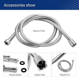 JOMOO Shower Hose for Hand Showerhead, Flexible Stainless Steel Handheld Shower Hose 47 Inches 1.2 Meters Extra Long Chrome Handheld Shower Head Hose With Brass Coupler