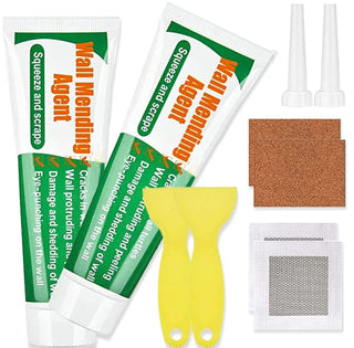 Wall Mending Agent Wall Repair Paste Kit: Drywall Repair Putty, Safe Wall Repairing Ointment，Wall Crack Repair Cream with Scraper, for Wall Wood Plaster Surface Repair, Easy to Fill (100g x2 Sets)