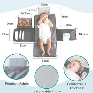 JanYoo Baby Portable Changing Pad with Wipes Pocket for Diaper Bag Wipeable Waterproof Newborn Travel Mat Shower Gifts