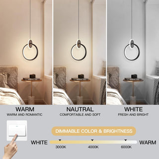 YT YATAI LIGHTING Modern LED Pendant Light for Bedroom and Living Room, Small Single Mini Bedside Pendant Stylish Adjustable Height and 3 Color Temperature