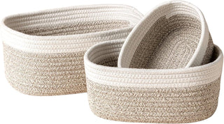 ORCHID M®3 Pack Cotton Rope Storage Baske ,Organizer Bins for forOrganizing Rope Storage Baske,for Classroom Kids Toy Bins, Closet, Baby Nursery Baskets.