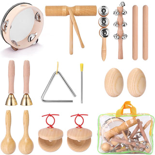 OUNA Percussion Instruments,13pcs Different Children Hand Percussion Instruments Kit Portable Kids Music Enlightenment Musical Instruments Set
