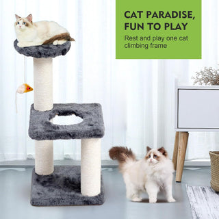SKY-TOUCH Cat Tree Tower｜Durable Cat Condo with Sisal Scratching Posts｜Cozy Cat House,｜Ladder & Resting Platforms for Indoor Use | Assembly accessories｜120×49×39cm,Gray