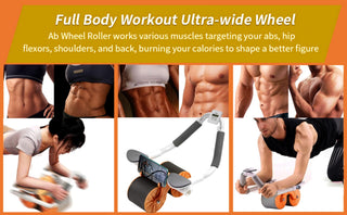 Ab Abdominal Exercise Roller with Timer And Elbow Support, Automatic Rebound Abs Roller Wheel Core Exercise Equipment, Home Gym Fitness Equipment for Abs Workout (Orrange)