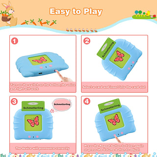 Talking Flash Cards Learning Toys for Toddlers 1-6 Year Old,British English, 224 Words, Audible Educational Toys, Preschool Learning Resource Electronic Interactive Toy Birthday Gifts for Kids-Pink