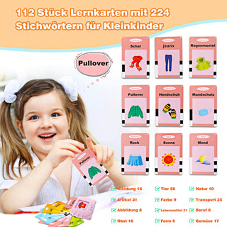 Talking Flash Cards Learning Toys for Toddlers 1-6 Year Old,British English, 224 Words, Audible Educational Toys, Preschool Learning Resource Electronic Interactive Toy Birthday Gifts for Kids-Pink
