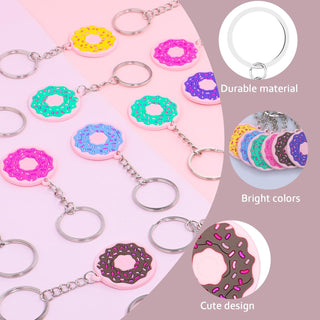 REMEL 36pcs Sweet Donut Keychain Donut Party Favors for Kids Boy Girl Sweet Doughnut Theme Birthday Party Supplies Goodie Bag Fillers