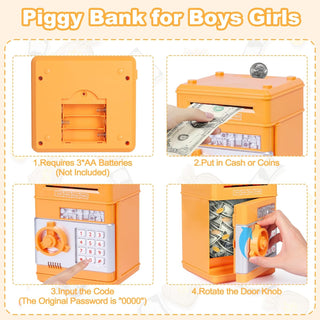 Refasy Piggy Bank for Girls 4-11 Years Old,Refasy Kids Safe Bank for Boys Christmas Birthday Gifts Toy for Kids Electronic ATM Money Bank for Adults Money Saving Box Safe Coin Bank Toy Kids Toys Pink