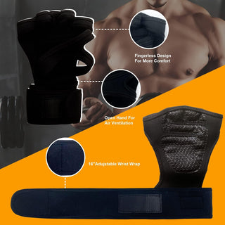 McMola Ventilated Gym Workout Gloves Cross Training Weight Lifting Gloves with Built-in Wrist Wrap Support for Men and Women, Non-Slip Silicone Padding, Palm Protection & Wrist Protection (XL)
