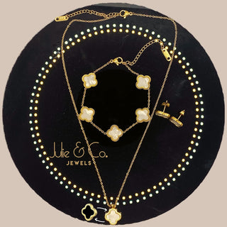 Julie & Co four leaf clover 18K gold plated Jewelry set Jewellery set for women, comes with a cute keychain in a Julie & Co neat gift box.