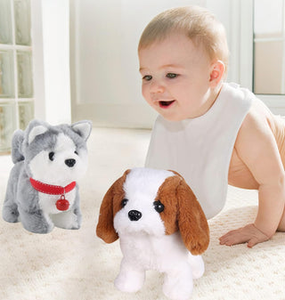 ELECDON Plush Interactive Toy, Electronic Pet, Plush Husky Dog Toy, Interactive Pet Dog, Plush Husky Dog Toy, Can Walking, Barking, Tail Wagging, Stretching, Companion Animal for Kids
