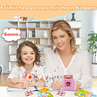 Talking Flash Cards Learning Toys for Toddlers 1-6 Year Old,British English, 224 Words, Audible Educational Toys, Preschool Learning Resource Electronic Interactive Toy Birthday Gifts for Kids-Pink