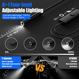 BOGYKIK Endoscope,Inspection Camera with 16.4FT, Endoscope Camera with Light,1920P HD Borescope with 9 LED Lights, inspection camera,Endoscope Semi-Rigid Snake Camera, endoscope 7.9mm IP67 Waterproof