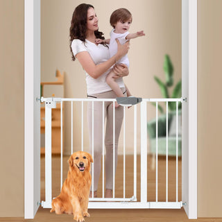 SKY-TOUCH Auto Close Safety Baby Gate, Extra Wide Child Gate 75-84cm + 30cm Extension Kit Maximum Suitable For 114cm, Baby Gates for Stairs & Doorways, Easy Install (Gate + 10cm Extension Kit)