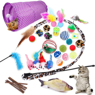 S2C 28 Pcs Cat Toys Interactive Accessories - Cat Accessories For Indoor Cats, Kitten Toys, Cat Tunnel And Tent, Kitten Toys For Biting, Cat Toys For Kittens, Cat Toy Fish For Cat Lovers…