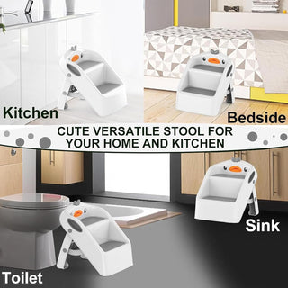 U-HOOME Foldable Toddler Step Stool for Kids Kitchen Bathroom Sink,Toilet Steps Potty Training Stool,Dual Height 11" Kitchen Helper Plastic Poop Stools Ladder with Handles Nursery Foot Stools (Blue)