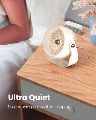 Anspect Desk Fan, 6 Inch Quiet Air Circulator Fan, 4 Speeds with Strong Airflow, 360° Rotate Portable Fan For Bedroom Home Office Desktop Travel (Dark Black)