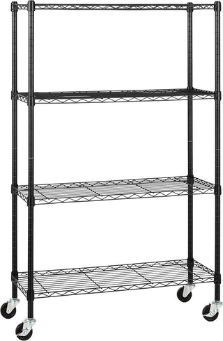 Amazon Basics 3-Shelf Adjustable, Heavy Duty Storage Shelving Unit (113.3 kilograms loading capacity per shelf), Steel Organizer Wire Rack, Black, 58.9 x 34 x 193.5 centimeters