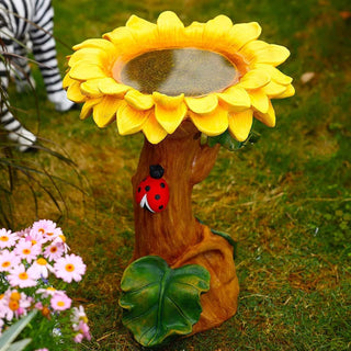 TOMVAES Bird Bath Bowl for Home Garden Wild Bird Food Storage Multi-Purpose Bird Tray Outdoors Standing Handmade Resin Wild Bird Feeders Tree-shaped Butterfly Feeder Fountain with Pedestal