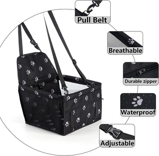 Nyganmelloz Pet Dog Car Booster Seat Travel Carrier Cage Portable Folding Carrier with Seat Belt Oxford Breathable Folding Soft Washable Travel Bags for Dog Cats or Other Small Pet