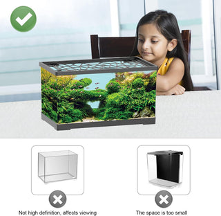 Fish Aquarium Tank Ultra Clear Fish Bowls Turtle Tank Tortoise Aquarium Reptile Habitat Terrariums Fishbowl Terrapin Tank with Cover, Betta Goldfish Tank for Crayfish Shrimp Small Amphibious Creatures