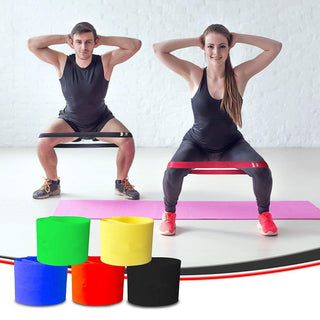 Sky-Touch Elete Exercise Resistance Bands Set Of 5 Resistance Loops Extra Light To Extra Heavy Resistance 12 Inch Work Out Bands Perfect For Gym, Fitness, Yoga, Multicolor, Resendent Bank 1,