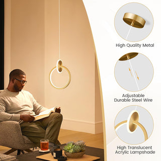 YT YATAI LIGHTING Modern LED Pendant Light for Bedroom and Living Room, Small Single Mini Bedside Pendant Stylish Adjustable Height and 3 Color Temperature