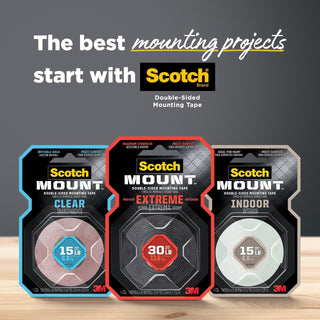 Scotch Mount Extreme Strong Tape 1 in x 60 in roll (25.4mm x 1.52m), 1 roll/pack | Holds 13.6kg whole role | Black color | Maximum strength| indoor and Outdoor | No Tools | Double Sided Adhesive Tape