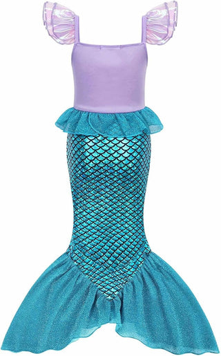 WonderBabe Little Girl Mermaid Princess Dresses Ariel Costume for Grils Birthday Party Halloween Cosplay Outfit with Accessories