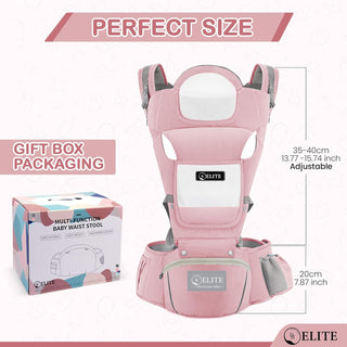 Deal Hunt 6 in 1 Baby Carrier Hip Seat, Multifunctional Baby Strap Waist Carrier for walking, Shopping, Trip, Hiking - Adjustable Size & Suitable for 0-36 Months Baby with Gift Box Packaging (Grey)