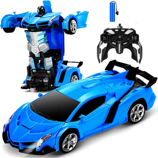 WTLSSG Remote Control Car，Transform Robot RC Cars with Cool LED Headlights, 2.4Ghz Toys Car with 360 Degree Rotation and One-Button Deformation, Present Birthday Gift for Boys/Girls (Black and White)