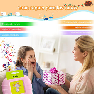 Talking Flash Cards Learning Toys for Toddlers 1-6 Year Old,British English, 224 Words, Audible Educational Toys, Preschool Learning Resource Electronic Interactive Toy Birthday Gifts for Kids-Pink