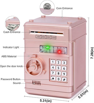 Refasy Piggy Bank for Girls 4-11 Years Old,Refasy Kids Safe Bank for Boys Christmas Birthday Gifts Toy for Kids Electronic ATM Money Bank for Adults Money Saving Box Safe Coin Bank Toy Kids Toys Pink
