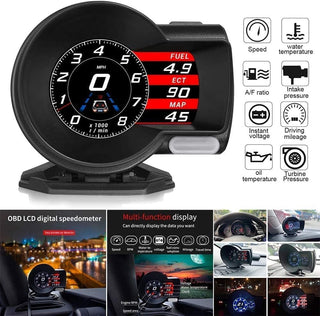 Pepisky Car HUD Display, OBDâ…¡ Smart Gauge High Definition Speedometer Car Diagnostic Tool OBD Fault Code Elimination Safe Driving Computer Overspeed Fault Alarm for All Vehicles