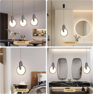 YT YATAI LIGHTING Modern Black LED Pendant Light, Minimalist Small Single Mini Pendant Light for Kitchen Island, Bedroom, Bedside, Adjustable 3 Color Light
