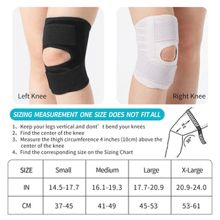 FDTY Knee Brace with Side Stabilizers Relieve Meniscal Tear Knee Arthritis, Breathable Adjustable Knee Support Suitable for Men and Women with Sports Injuries (Medium, White (Left))