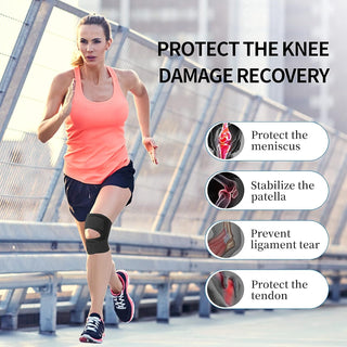 FDTY Knee Brace with Side Stabilizers Relieve Meniscal Tear Knee Arthritis, Breathable Adjustable Knee Support Suitable for Men and Women with Sports Injuries (Medium, White (Left))