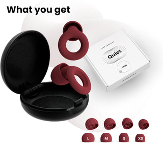 Loop Quiet - Ear Plugs for Sleep – Super Soft, Reusable Hearing Protection in Flexible Silicone for Noise Reduction & Flights - 8 Ear Tips in XS/S/M/L - SNR 24dB & NRR 14 Noise Cancelling - Black