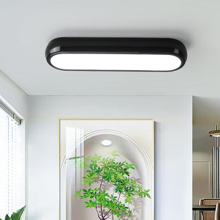 JIINOO Modern Black LED Ceiling Light, 32W Surface Flush Mount Acrylic Ceiling Lamp 15.7" Wraparound Shape Linear Close to Ceiling Lighting Fixture for Office Hallway Bedroom Living Room, 6500K