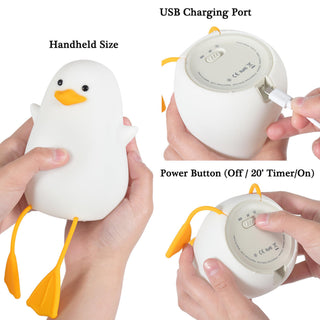 OkiyiD Duck Night Light, Cute Duck Gifts for Girl, Duck Lamp Gifts Dorm Decor Lamp for Nursery, ABS+SIL, Touch Control, Portable and Rechargeable Dimmable, Birthday Gifts for Boys Girls (DoDo Duck)
