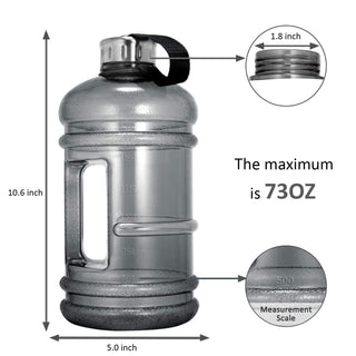 Vaupan Half Gallon Big Water Bottle, 2.2L/73 OZ Large Leak Proof Sports Jug with Handle, Huge BPA Free PETG Plastic Wide Mouth Drinking Container Flask for Fitness Gym Biking Travel Outdoor Water Jug